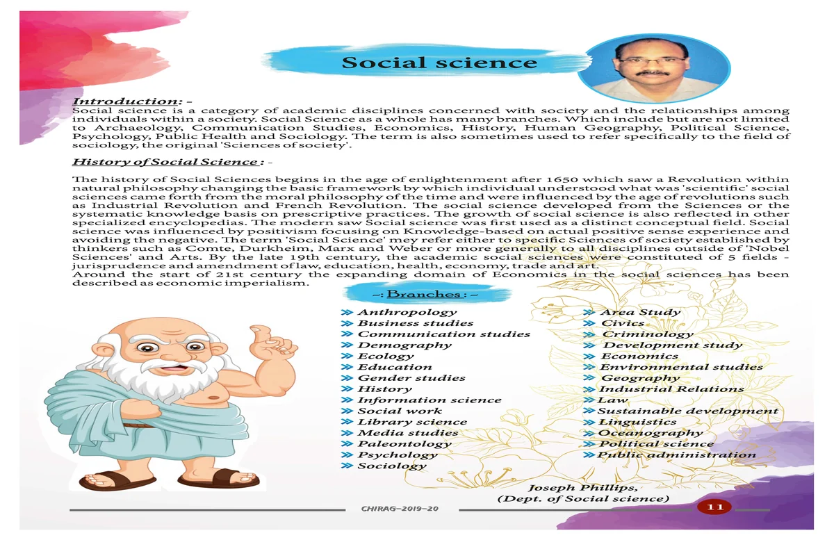 Chirag magazine interior, Social Science department feature
